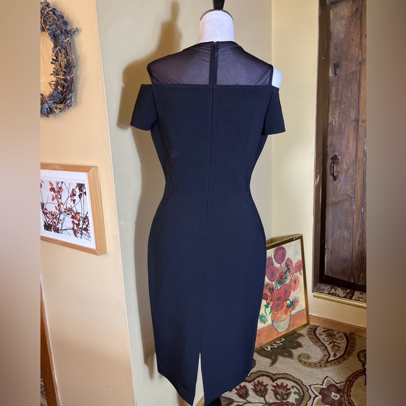 LAFAYETTE 148 Size 8 LBD Black Dress Slim Control Stretch Mesh Peek-a-Boo Sexy - Picture 8 of 16